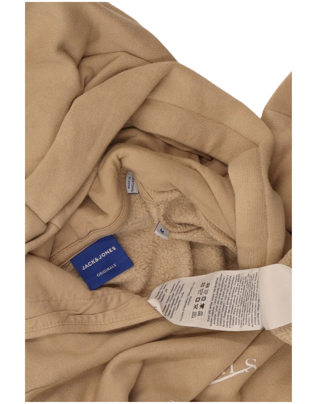 Męski sweter z kapturem i grafiką Jack & Jones, średnio beżowy, bawełniany