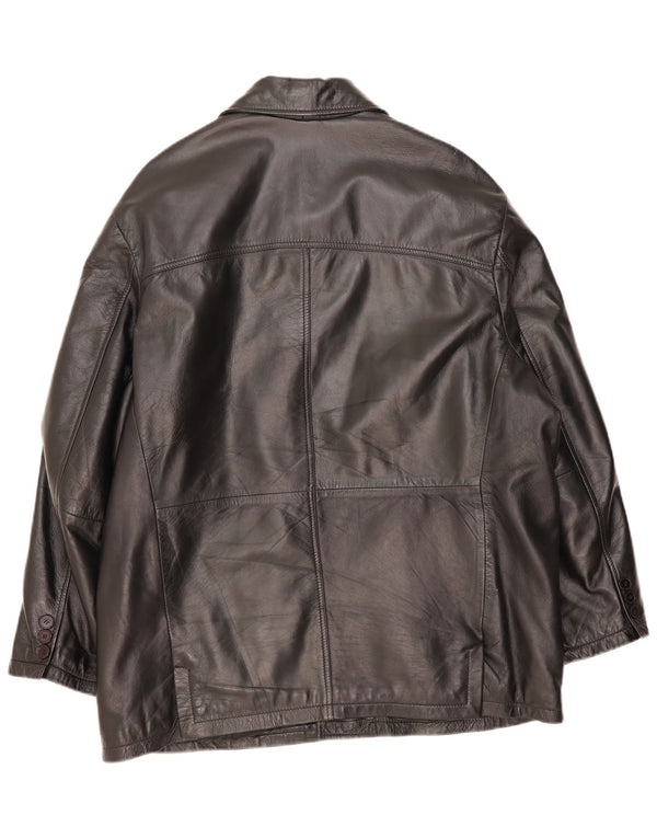Vintage męska skórzana kurtka EU 54 2XL czarna skóra