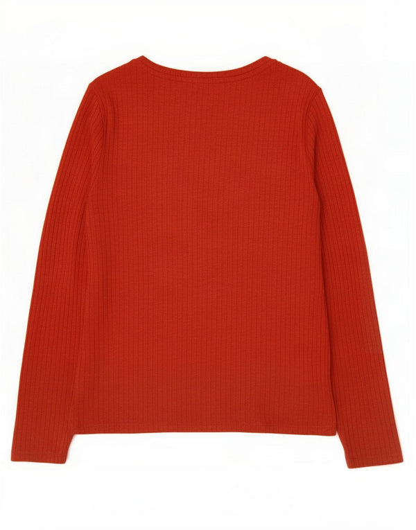 Marks & Spencer Womens Top Long Sleeve UK 16 Large Red Polyester