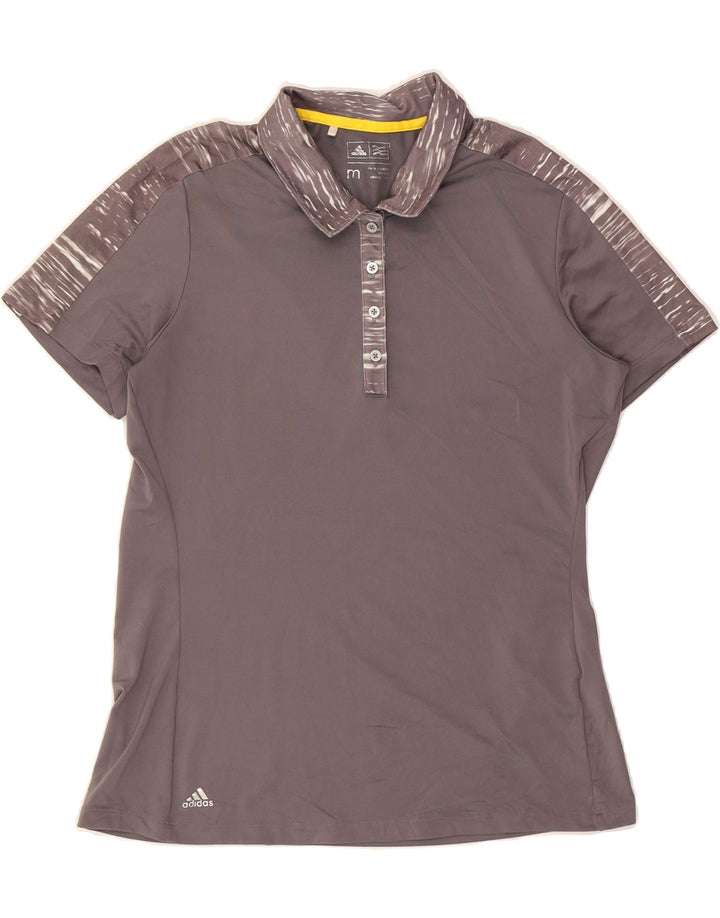 ADIDAS Womens Polo Shirt UK 14 Medium Grey Striped Polyester Vintage Adidas and Second-Hand Adidas from Messina Hembry 