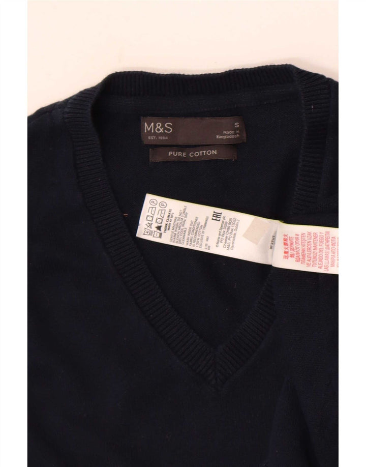 Marks & Spencer Męski podkoszulek z kamizelką, mały, granatowy, bawełniany