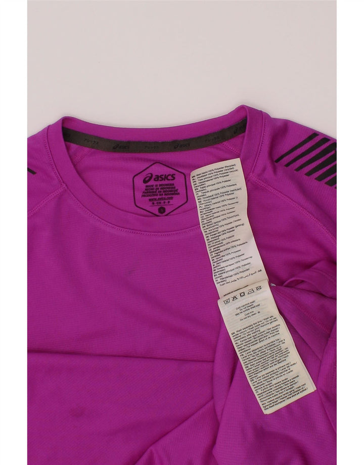 T-shirt chłopięcy Asics 10-11 lat, mały, fioletowy, poliestrowy w paski