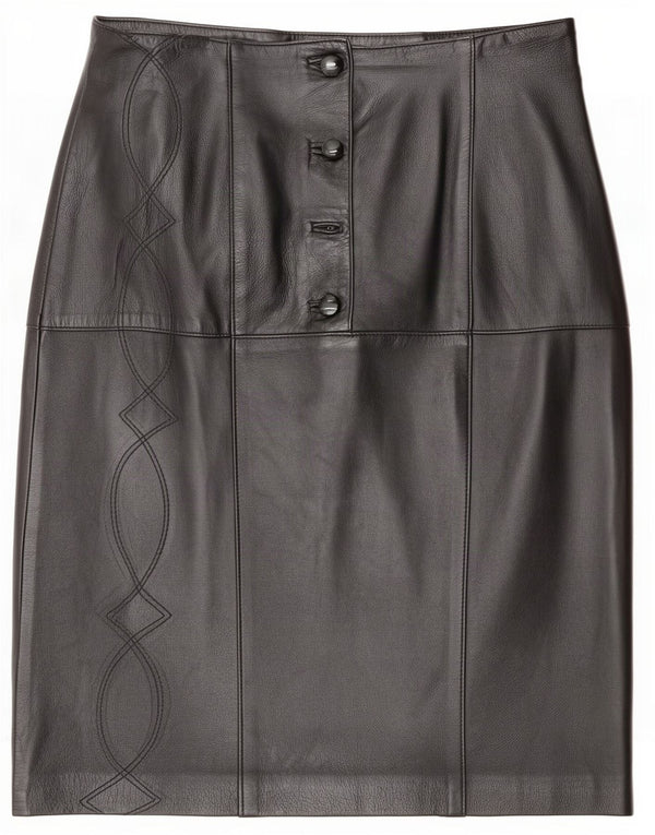 Bizzarro Womens Leather Skirt IT 46 Large W32 Black