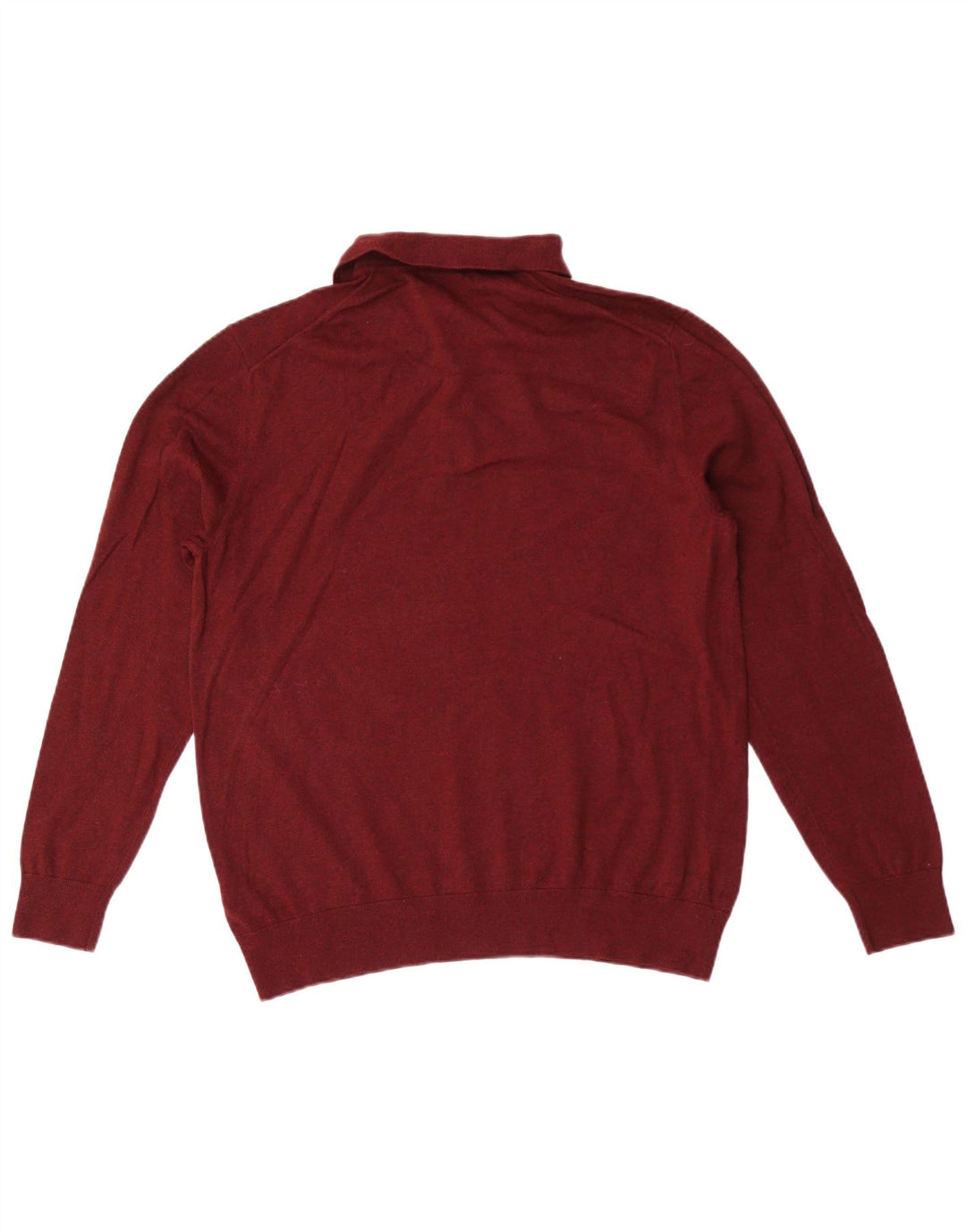 Marks & Spencer Męski sweter polo, średni bordowy, bawełniany