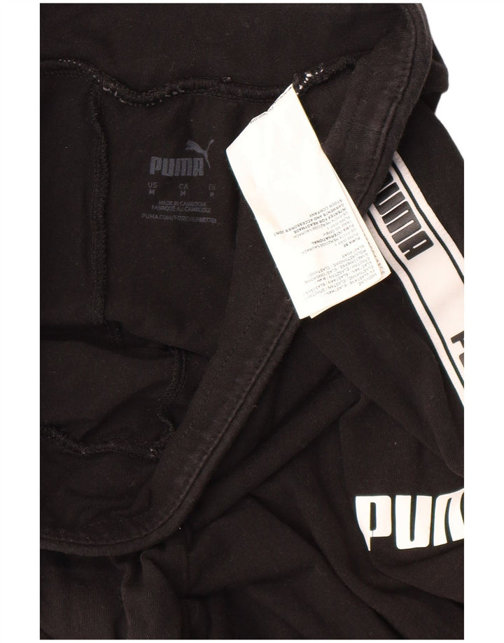 PUMA Womens Graphic Leggings UK 12 Medium  Black Colourblock Cotton