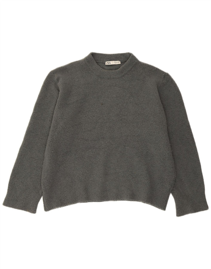 Damski sweter oversize z wycięciem pod szyją Zara UK 14 Średni szary akryl