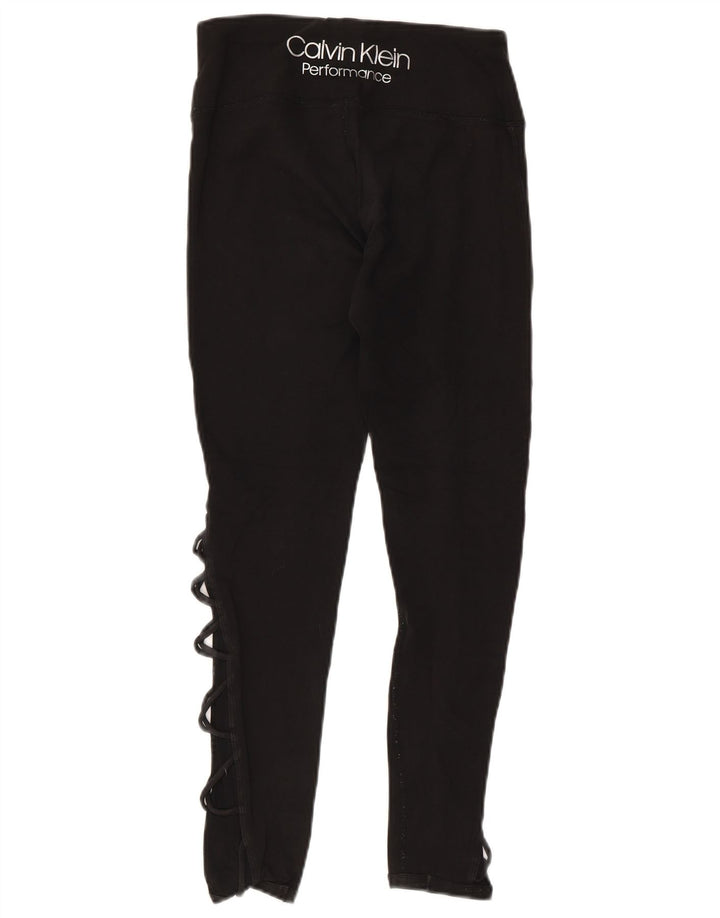Damskie legginsy CALVIN KLEIN z grafiką UK 10, małe, czarne, bawełniane