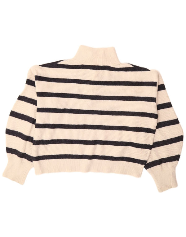 FRENCH CONNECTION Damski sweter z krótkim rękawem i zamkiem błyskawicznym UK 10 Small White