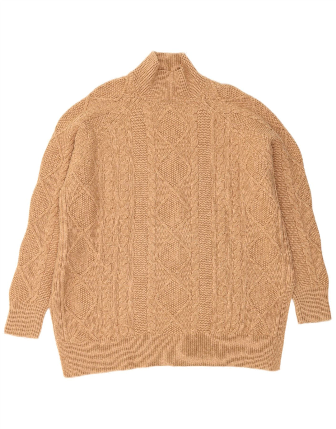 Damski sweter oversize Reiss z golfem UK 14, średnia brązowa wełna