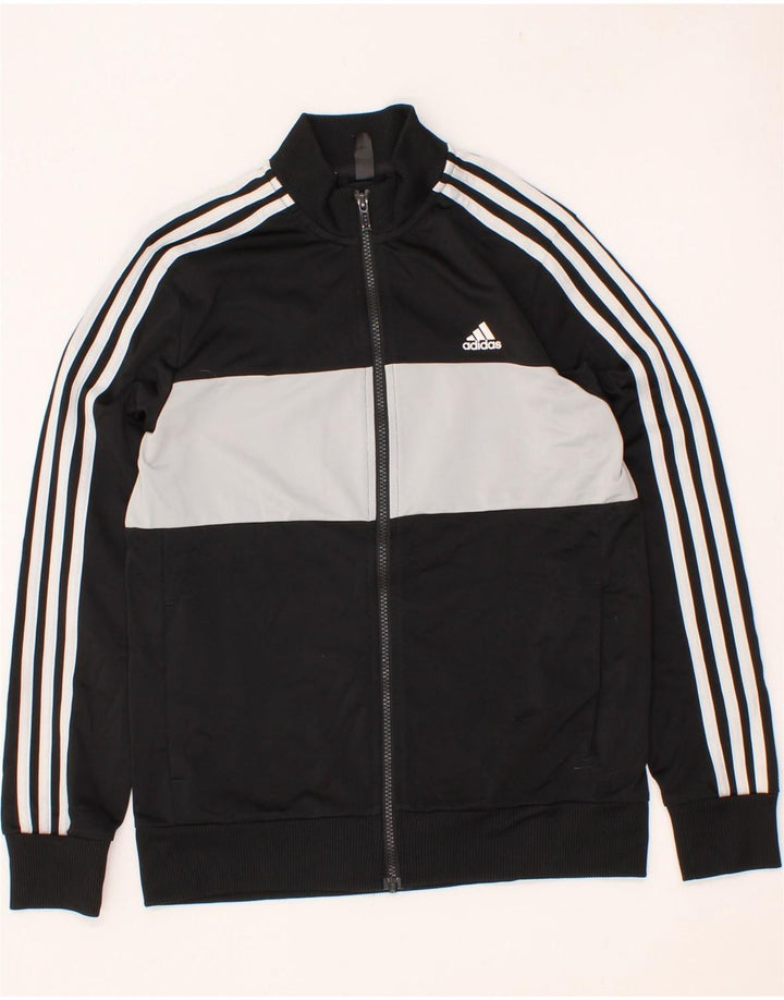 ADIDAS Boys Tracksuit Top Jacket 13-14 Years Black Colourblock Polyester Vintage Adidas and Second-Hand Adidas from Messina Hembry 