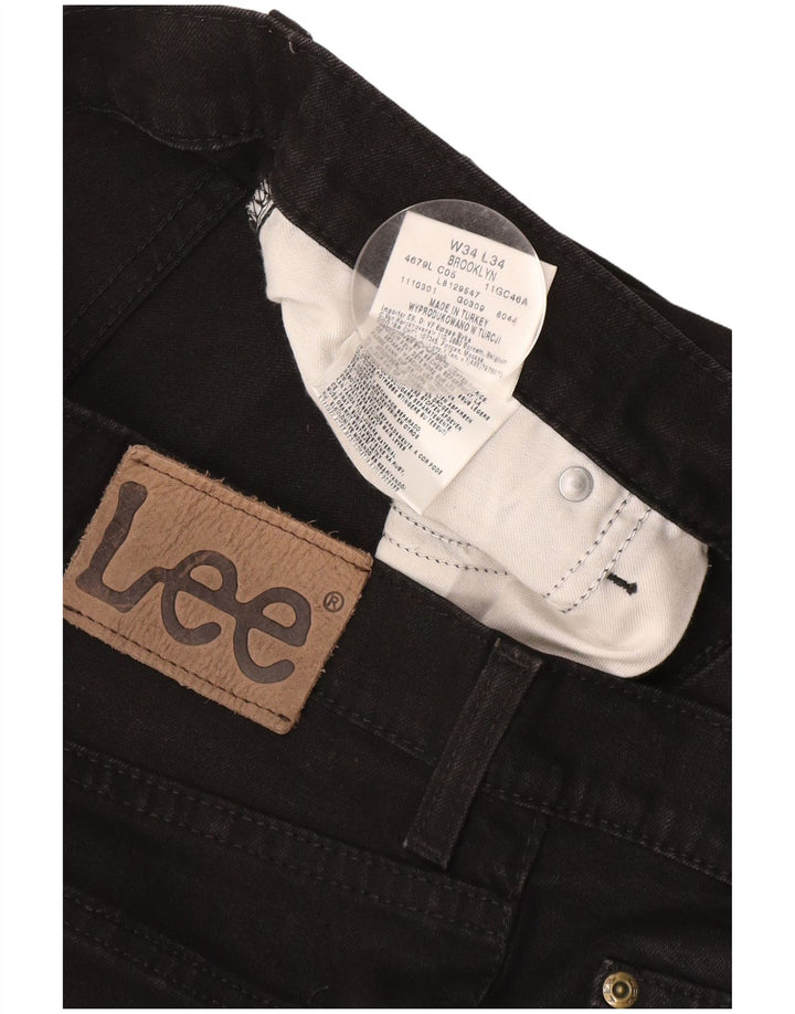 Męskie jeansy Lee Brooklyn Straight W34 L30, czarne, bawełniane