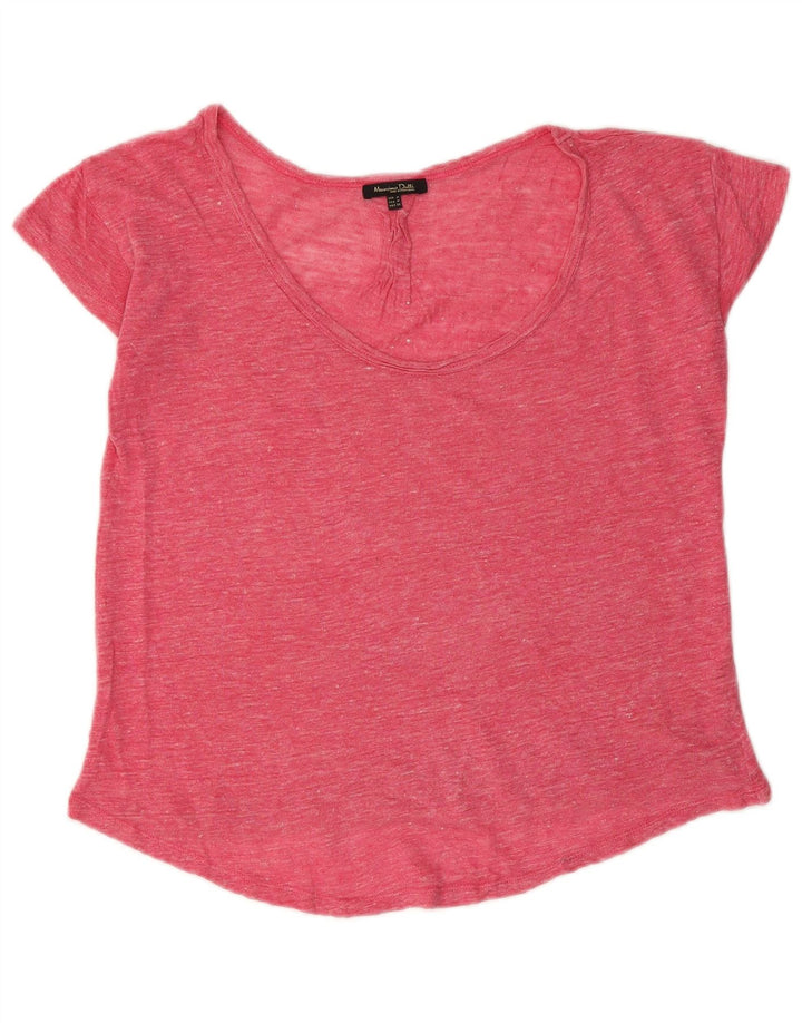 T-shirt damski Massimo Dutti Top UK 14 Średni różowy nakrapiany