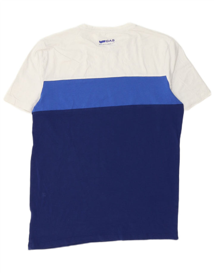 T-shirt męski Gas, duży, niebieski, bawełniany z blokami kolorów