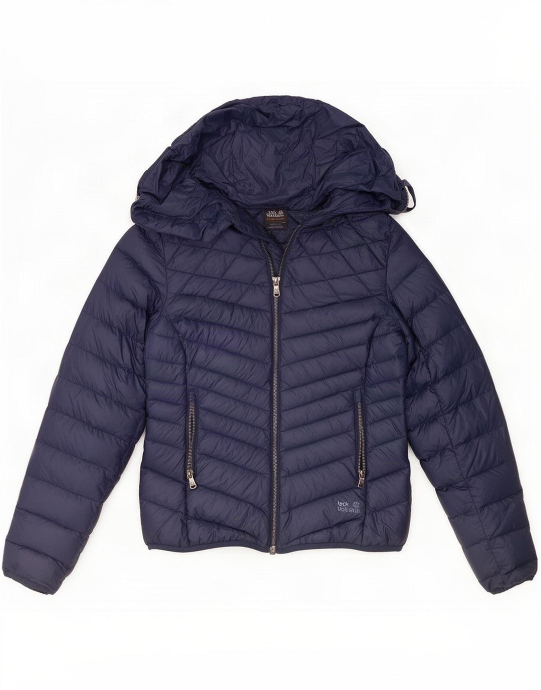 Damska kurtka puchowa Jack Wolfskin UK 8/10, mała, granatowa, nylonowa