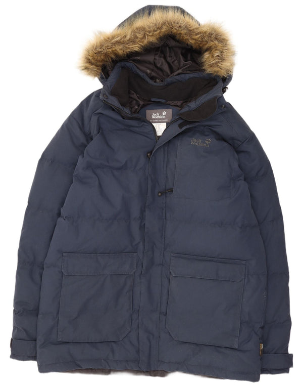 Męski ocieplany płaszcz z kapturem Jack Wolfskin UK 44/46 XL Granatowy poliester