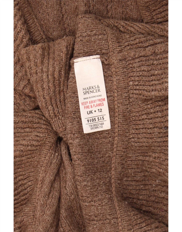 Marks & Spencer Damski sweter kardigan UK 12 Średni brązowy bawełniany