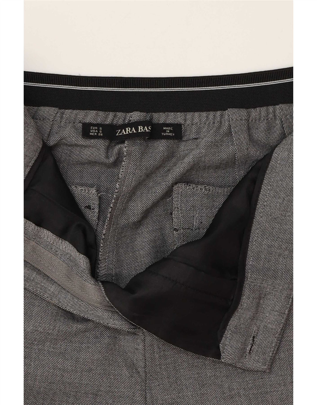 Spodnie damskie Zara Slim Chino, małe, W26 L27, szary poliester w paski