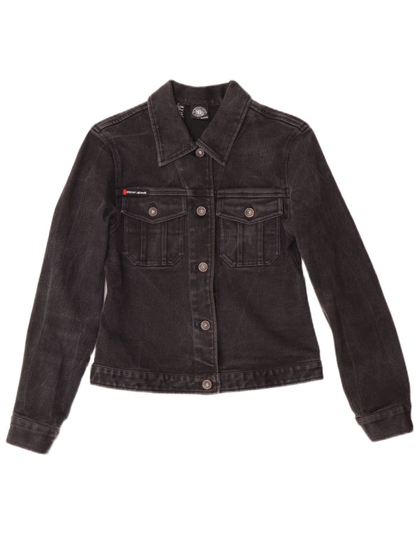 Damska kurtka jeansowa Dkny Petite Denim UK 6 XS, czarna bawełniana klasyczna