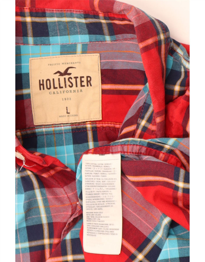 HOLLISTER Koszula męska w dużą czerwoną kratę, bawełniana