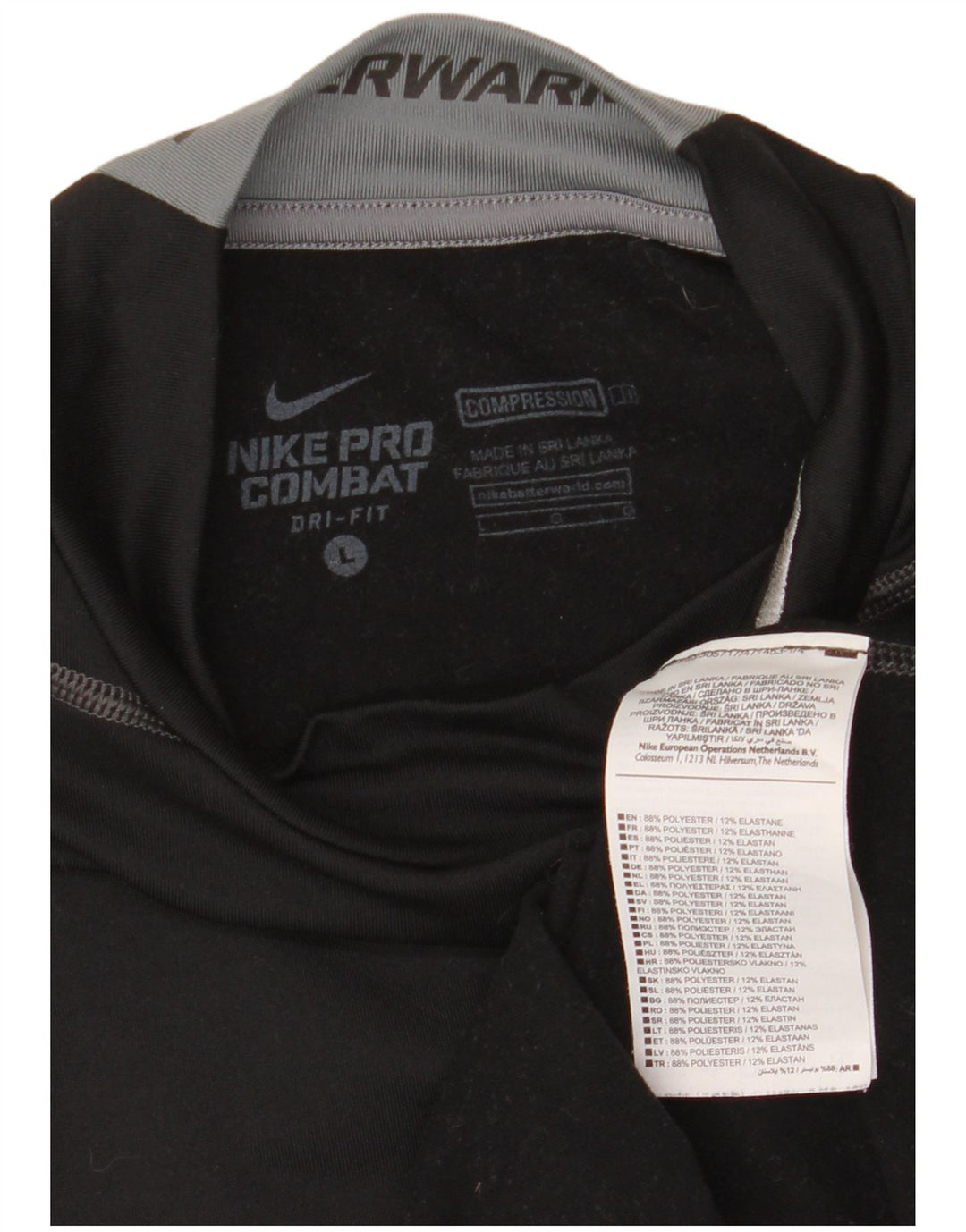 Męska koszulka Nike z długim rękawem, dużym czarnym poliestrem z blokami kolorów