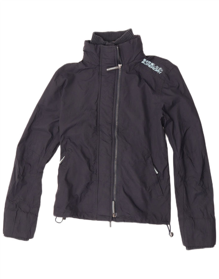 Damska kurtka przeciwdeszczowa Superdry UK 16, duża granatowa, nylonowa