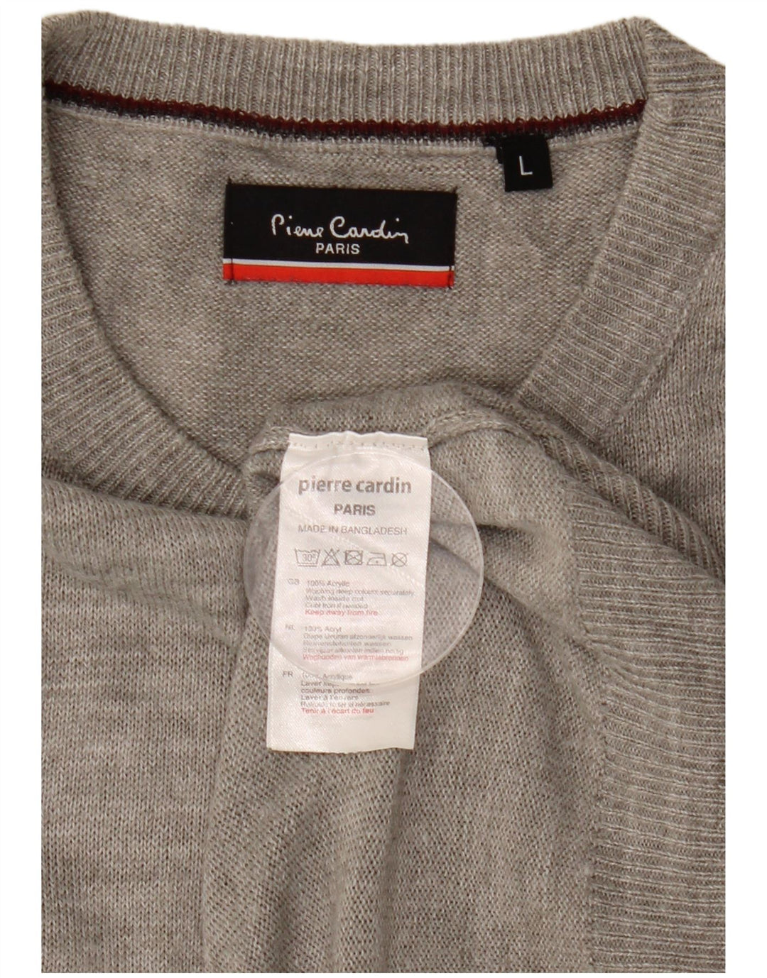 Męski sweter z okrągłym dekoltem Pierre Cardin, duży, szary, akrylowy