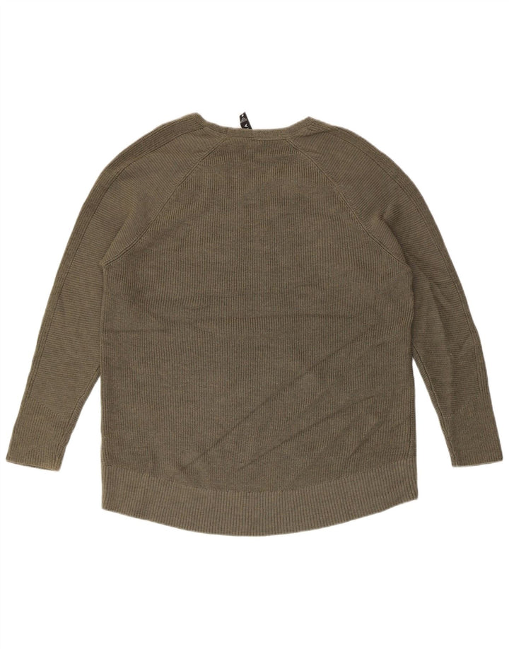 Damski sweter ATHLETA z dekoltem w kształcie litery V, UK 14, średni poliester khaki