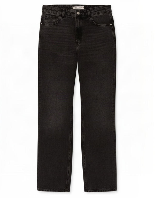 Damskie proste dżinsy Zara z wysokim stanem EU 40 Medium W30 L31 szare