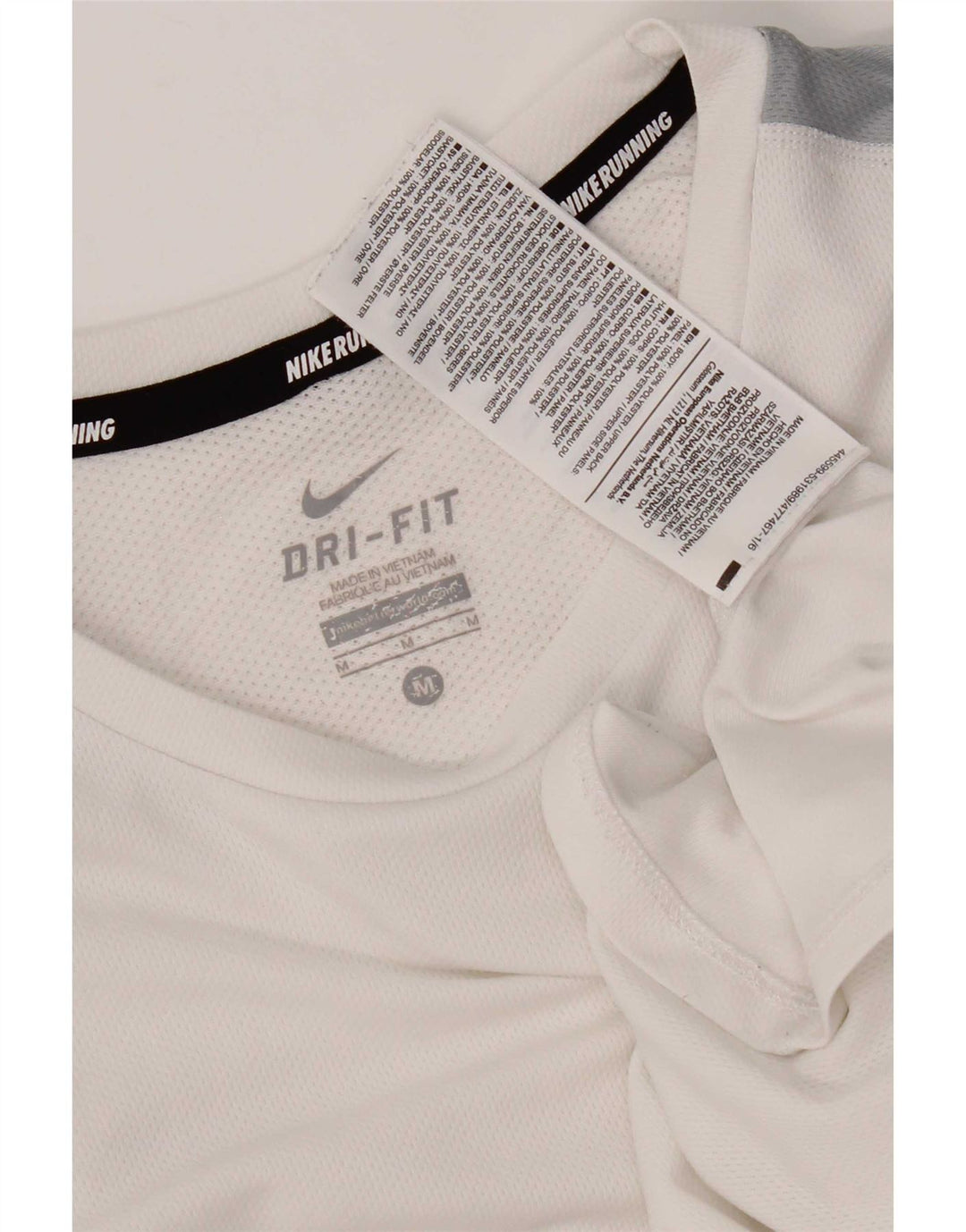 Męski T-shirt Nike Dri Fit Top, średni biały poliester z blokami kolorów