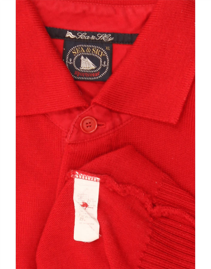 Męski sweter polo Sea & Sky XL, czerwona wełna