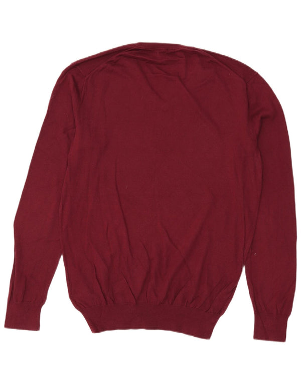 Polo Ralph Lauren Mens Slim Fit V-Neck Jumper Sweater Small Burgundy Cotton