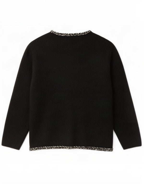 Sweter damski w stylu vintage, UK 12, średni czarny poliamid