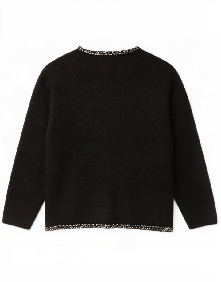 Sweter damski w stylu vintage, UK 12, średni czarny poliamid