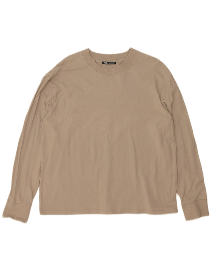 Damski top oversize Zara z długim rękawem, UK 10, mały, beżowy
