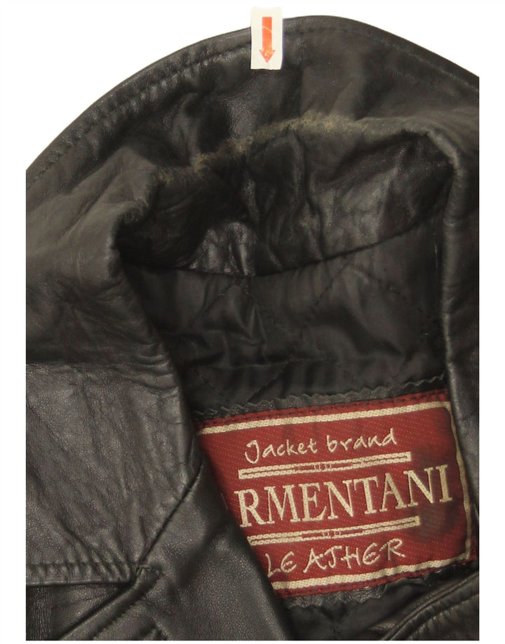 Vintage damska kurtka skórzana UK 14, średnia czarna skóra