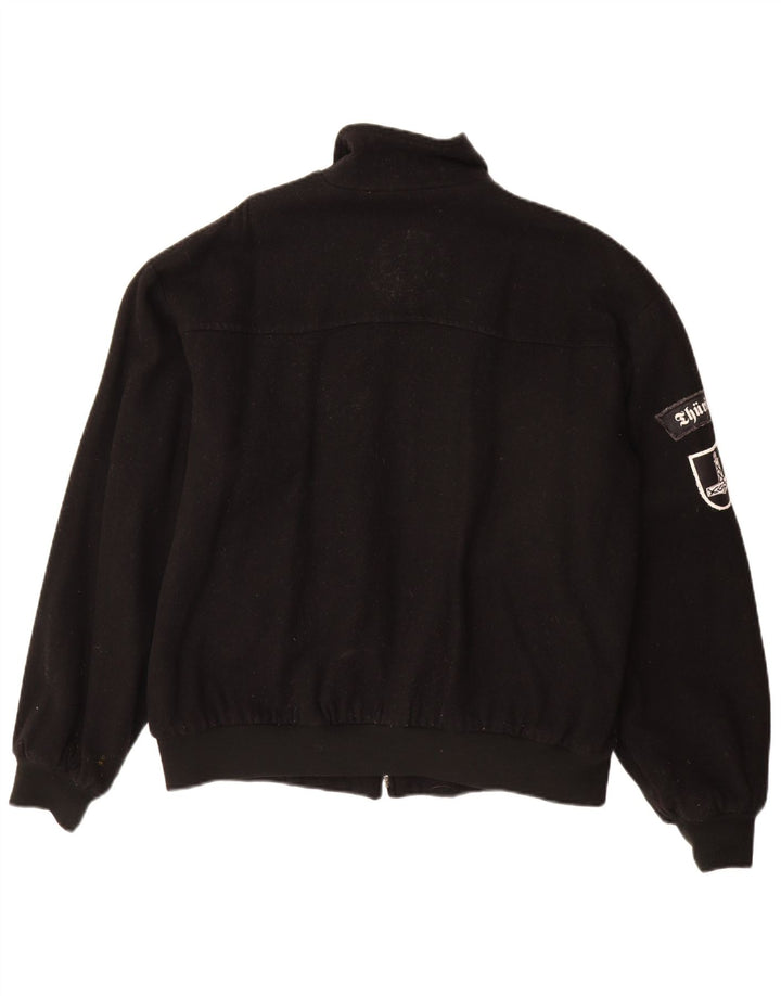 Vintage męska kurtka bomber UK 40 duża czarna wełna