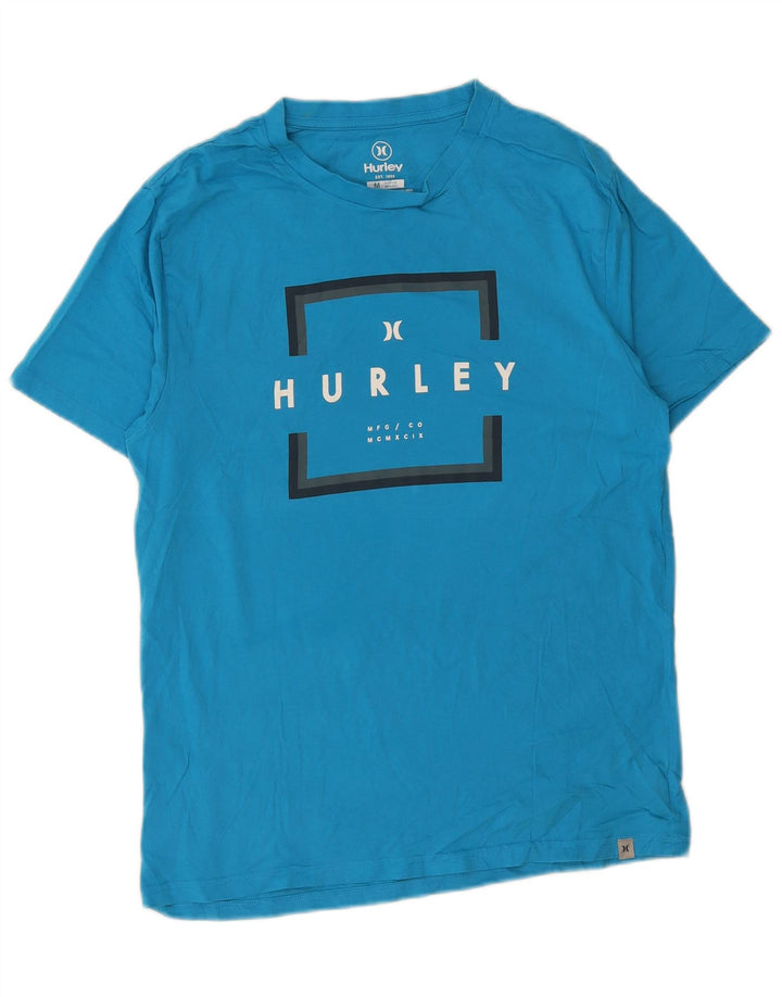 Męski T-shirt z grafiką Hurley, bawełniany, średni niebieski