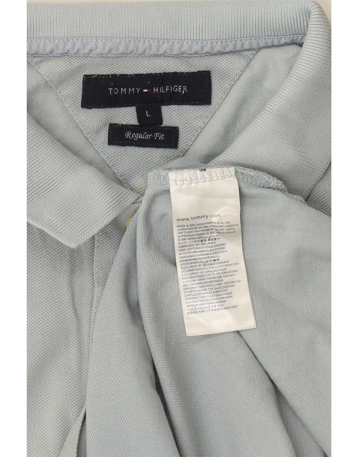 Męska koszulka polo Tommy Hilfiger o regularnym kroju, duża, niebieska, bawełniana