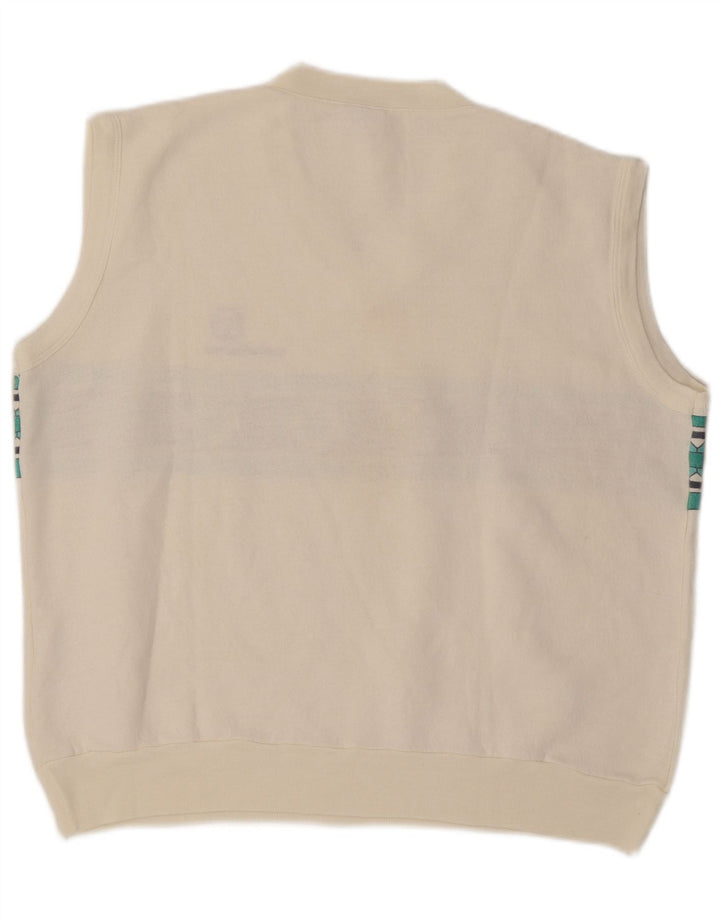 Męski podkoszulek bez rękawów Sergio Tacchini XL, biały, geometryczny akryl