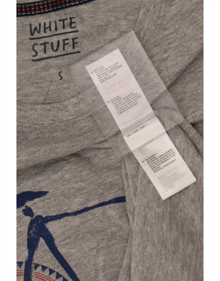 WHITE STUFF Mens Graphic T-Shirt Top Small Grey Cotton