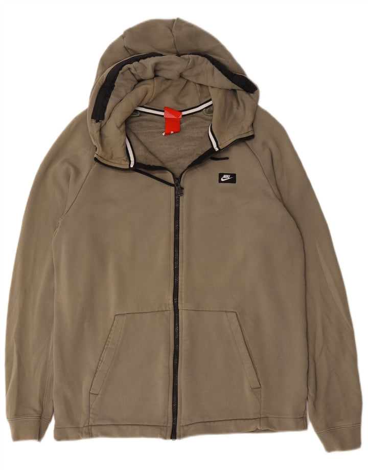 Męski sweter z kapturem i zamkiem błyskawicznym Nike, duży, bawełniany khaki