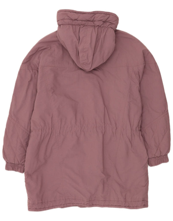 Damski płaszcz wiatrówka z kapturem VINTAGE EU 42, duży fioletowy poliester