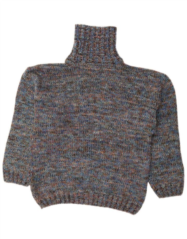 Męski sweter z golfem NORTH POLE Średni niebieski, wełniany w cętki