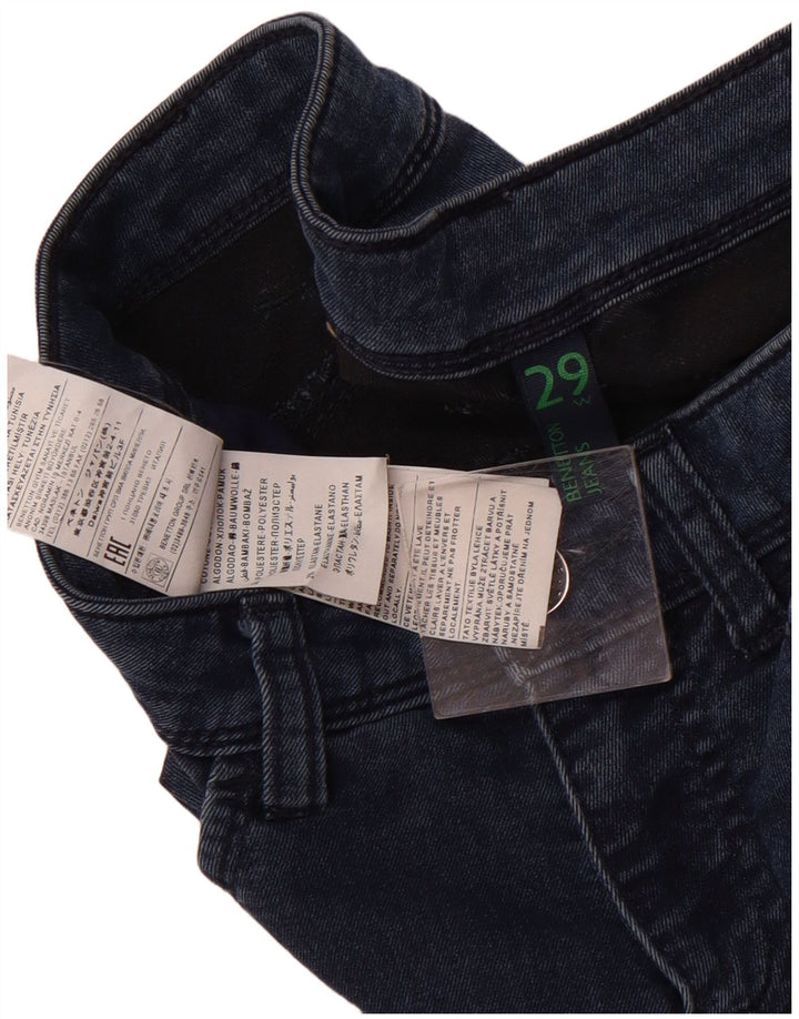 Damskie jeansy obcisłe Benetton W29 L30 Niebieskie bawełniane