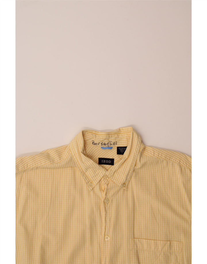 IZOD Mens Short Sleeve Shirt Large Yellow Gingham Cotton Vintage Izod and Second-Hand Izod from Messina Hembry 