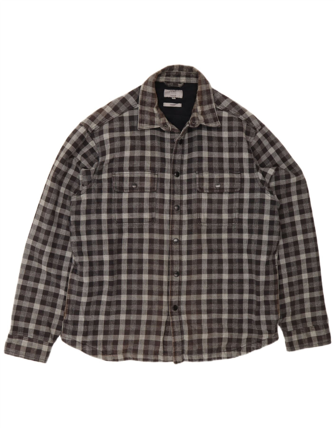 Marks & Spencer Męska koszula wierzchnia o regularnym kroju, flanelowa XL, szara kratka