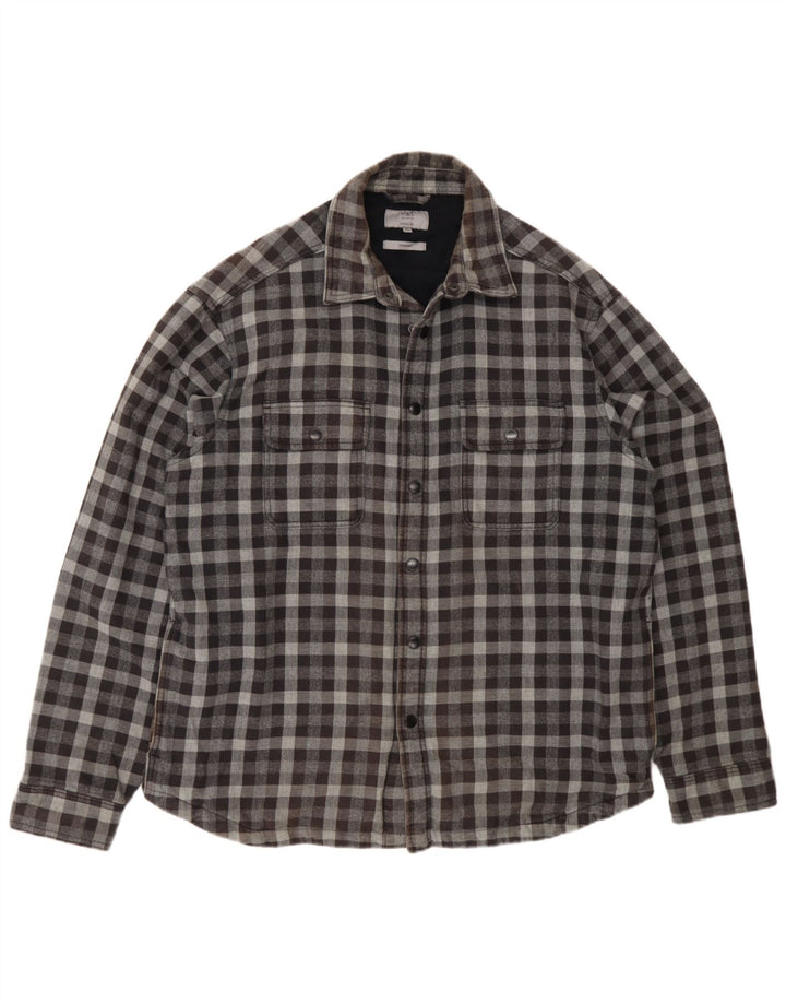 Marks & Spencer Męska koszula wierzchnia o regularnym kroju, flanelowa XL, szara kratka