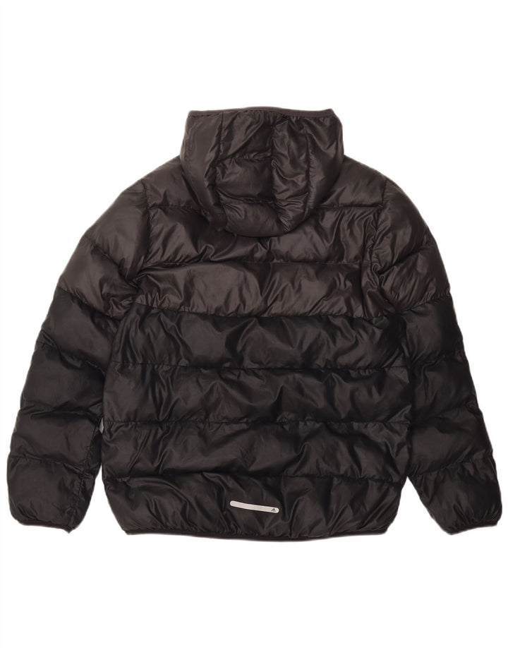 Chłopięca wyściełana kurtka z kapturem ADIDAS 13-14 lat Czarny poliester w bloki kolorów