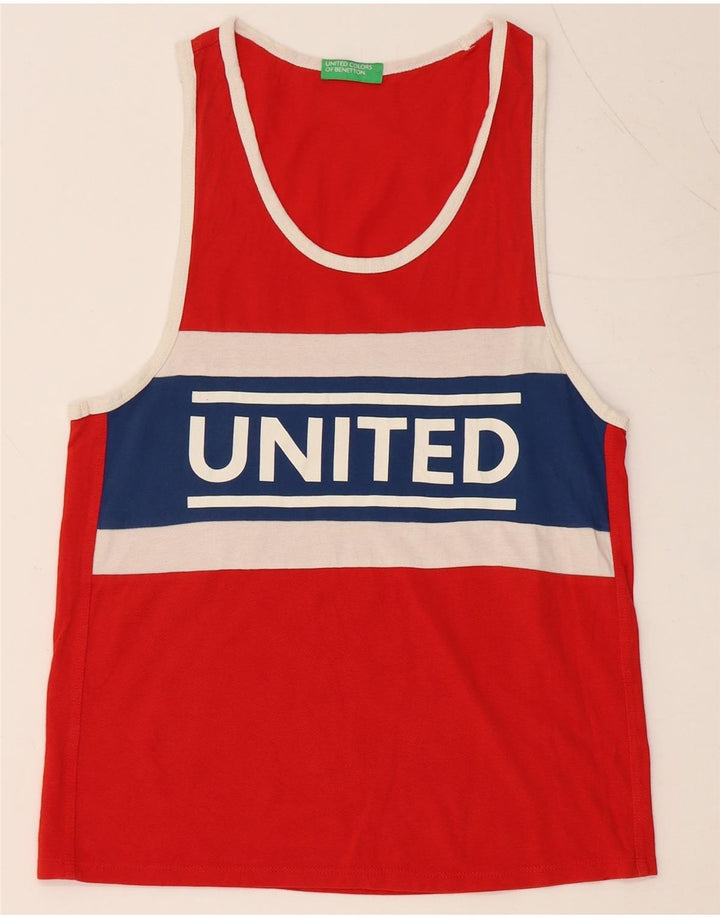 Męska kamizelka z grafiką BENETTON XS, bawełniana, czerwona, z blokami kolorów