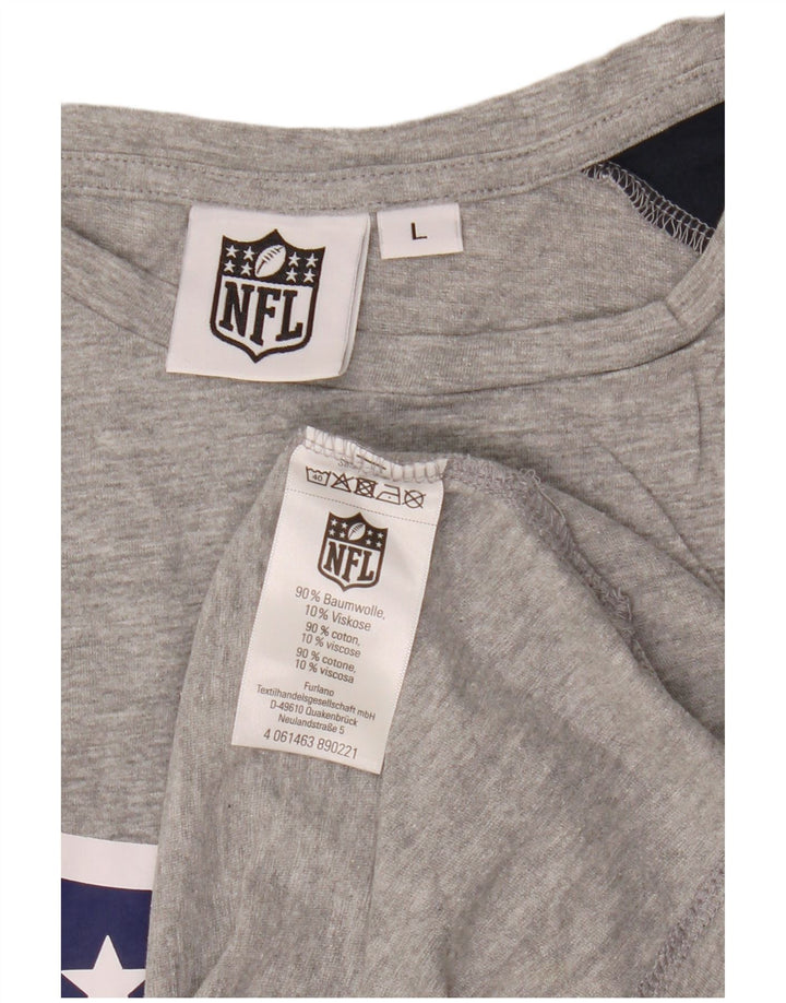 Męski T-shirt z grafiką NFL, duży, szary, bawełniany blok kolorów